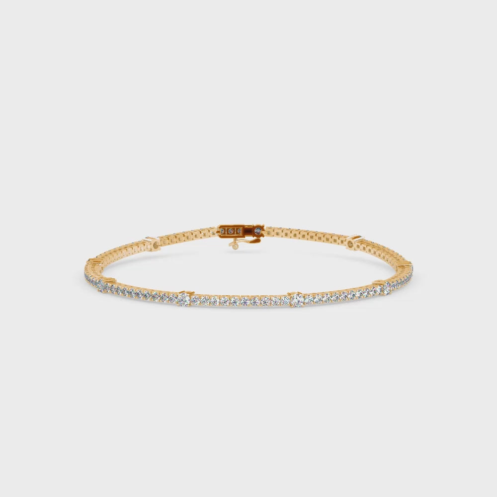 Pulsera de diamantes creados en laboratorio modelo Bar Tennis en oro de 18K (2.35 quilates)